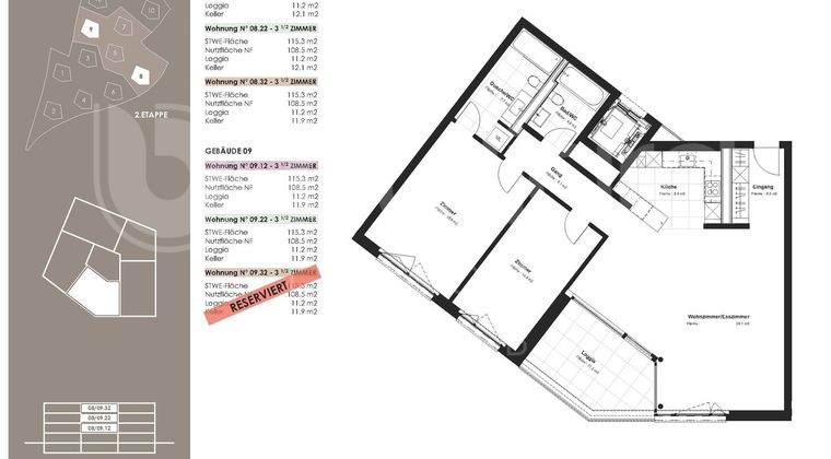 Appartement 3.5 pces, 8.12, 1er étage, 109.1 m2