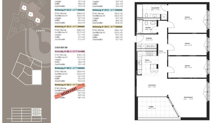 Appartement 4.5 pces, 8.11, 1er étage, 125.4 m2