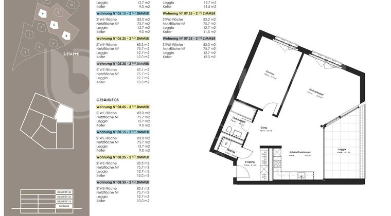 Appartement 2.5 pces, 8.35, 3ème étage, 76.1 m2